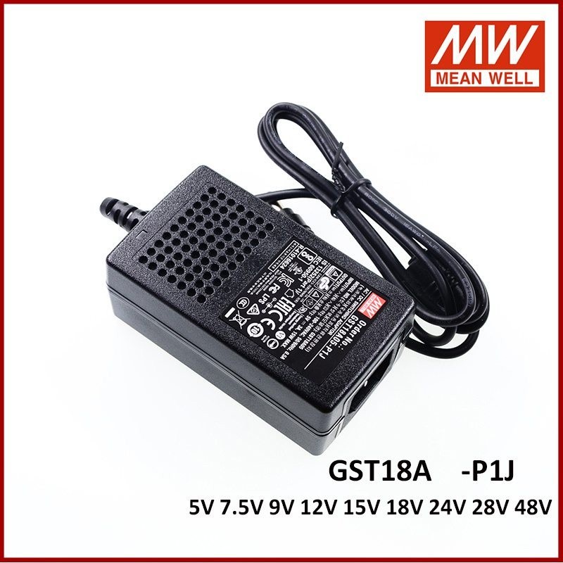 ✡Original MEAN WELL GST18A-P1J Series AC-DC Industrial Adaptor 5V 7V 9V 12V 15V 18V 24V 28V 48V Mean