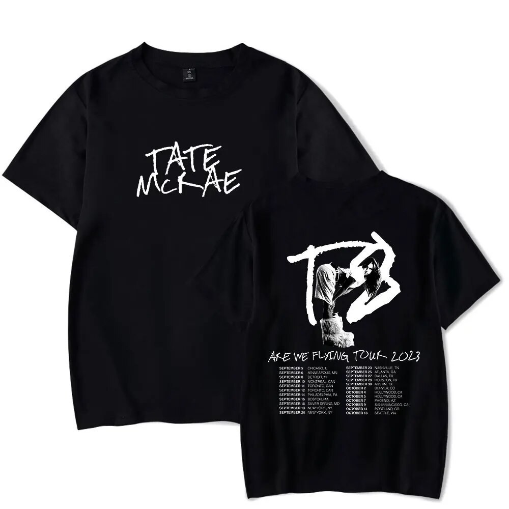 T-Shirtผู ้ ชายผ ้ าฝ ้ ายเสื ้ อยืด Tate McRae Greedy เสื ้ อยืดเราบินทัวร ์ โปสเตอร ์ Merch พิมพ ์