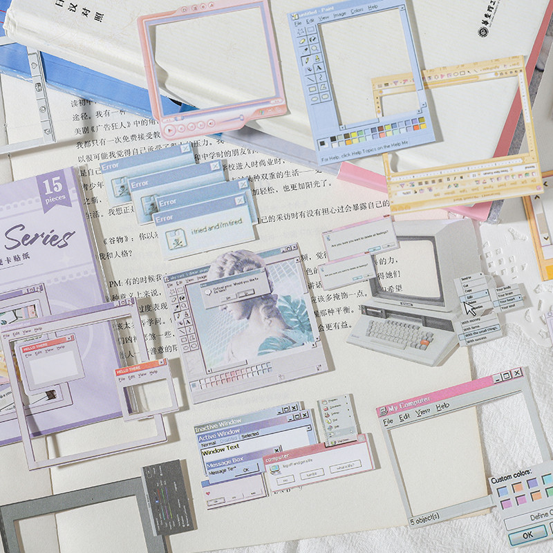 Mr. Paper แพ็ค 15 แผ่น สติ๊กเกอร์การ์ด โทรทัศน์วินเทจ! เครื่องบันทึก โต๊ะเครื่องแป้ง รูปแบบสติ๊กเกอร์ของชุดตก แต่ง สิ่ง ที่แนบมาด้วยมือสร้างสรรค์ สติกเกอร์ตก แต่งการ์ดอวยพร