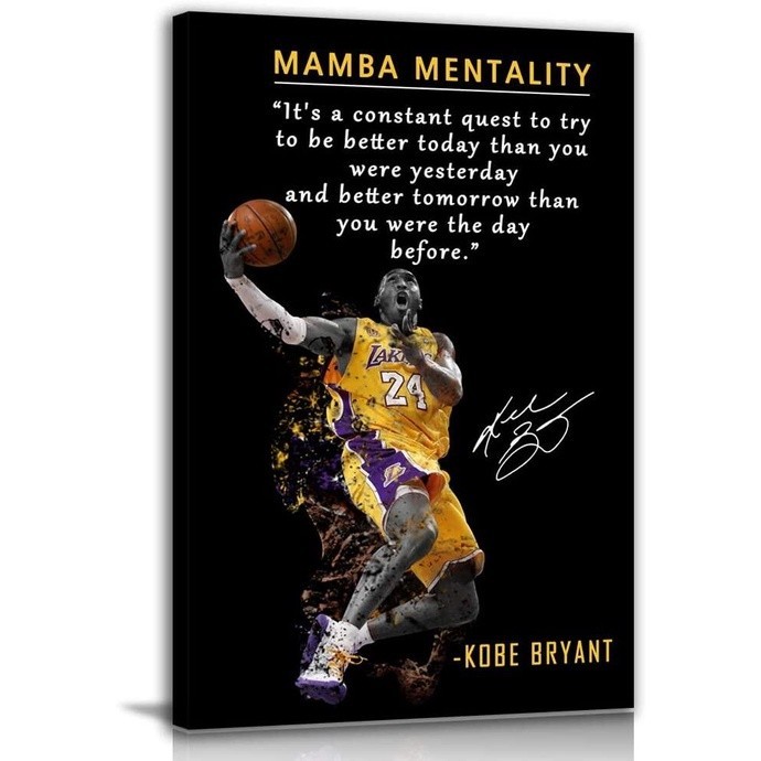 1 Piece Poster NBA Basketball Player Sports Home Decor Kobe Bryant Mamba Mentality Quote Poster Insp