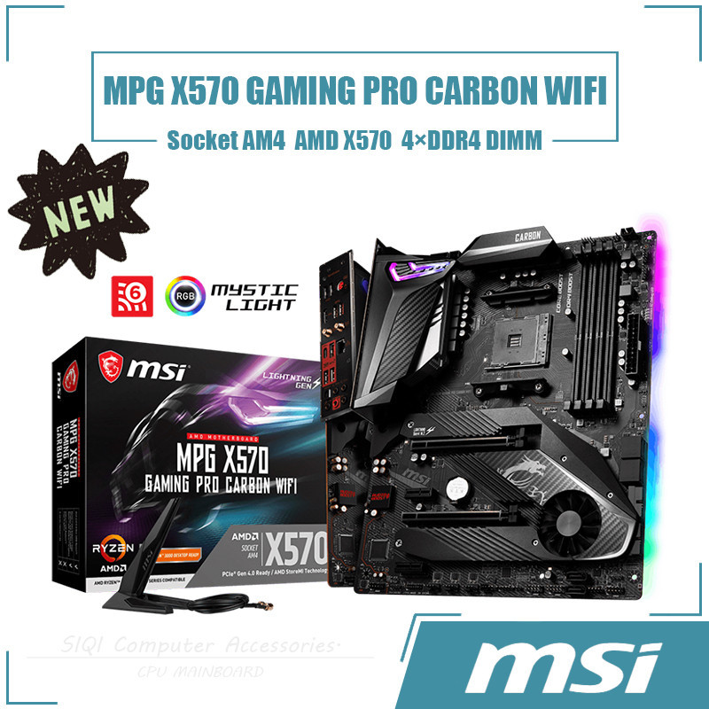 [ใหม่] Msi MPG X570 GAMING PRO CARBON ซ็อกเก็ตเมนบอร์ด WIFI AM4 4DDR4 DIMM AMD X570 ชิปเซ็ต ATX