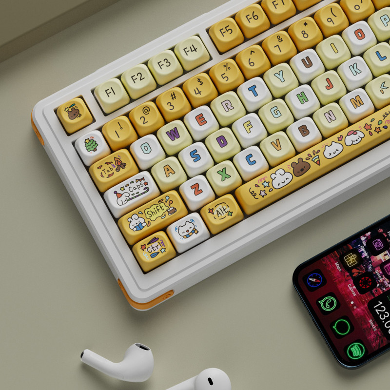 Happy Weekends Keycaps โปรไฟล์ OQO PBT Dye-Sub Key Cap สําหรับ Cherry MX Switch รูปแบบ DIY แป้นพิมพ์เครื่องกลหมวก