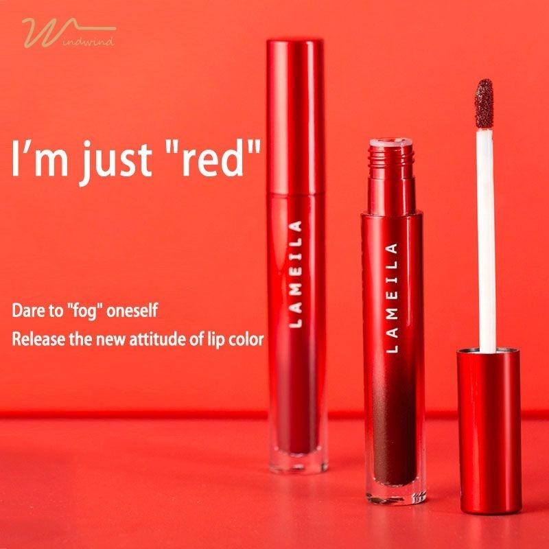 [Windind]LAMEILA ลิปสติก เนื้อแมตต์กํามะหยี่ กันน้ำ ติดทนนาน-wind