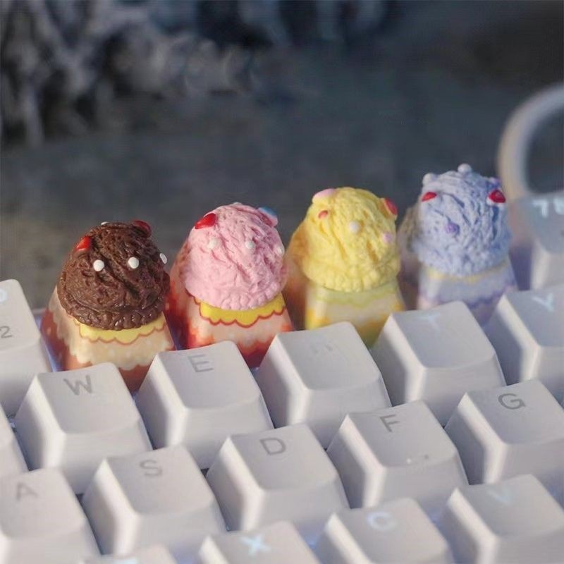 Creative Resin Taro Ice Cream Key Cap OEM Height Cross Axle Universal Mechanical Keyboard Keycaps Ke