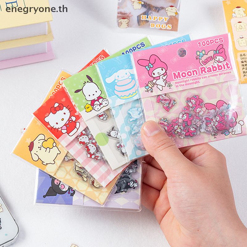 แฟชั่น 100 ชิ้นการ์ตูนน่ารัก Pochacco Kuromi Kt Cat Melody สติกเกอร์ Kawaii บัญชีมือตกแต่งสติกเกอร์กันน้ําของขวัญเด็ก < EOTH>