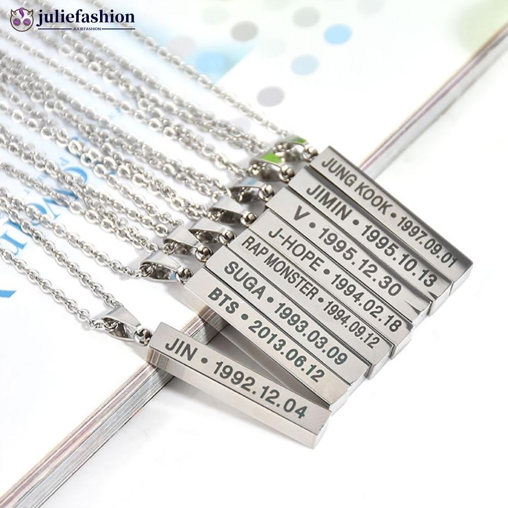 JULIEFASHION KPOP Bangtan Boys BTS SUGA JIMIN JUNG KOOK V JHOPE จี้สร้อยคอสแตนเลส B2I4