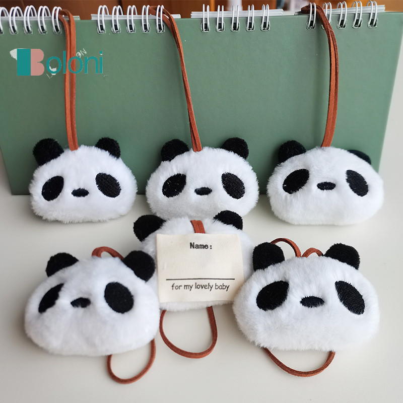 [Boloni] Kawaii Plush Panda ชื่อสติกเกอร์จี้พวงกุญแจการ์ตูนสัตว์ตุ๊กตาตุ๊กตาพวงกุญแจเด็ก Anti-lost ชื่อแท็กใหม่