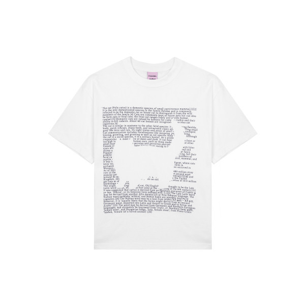 Cat Graphic T-shirts, Cat printed Tee, Lettering cat T-shirt, No Color Shadow Cat T-Shirts, Korea gr