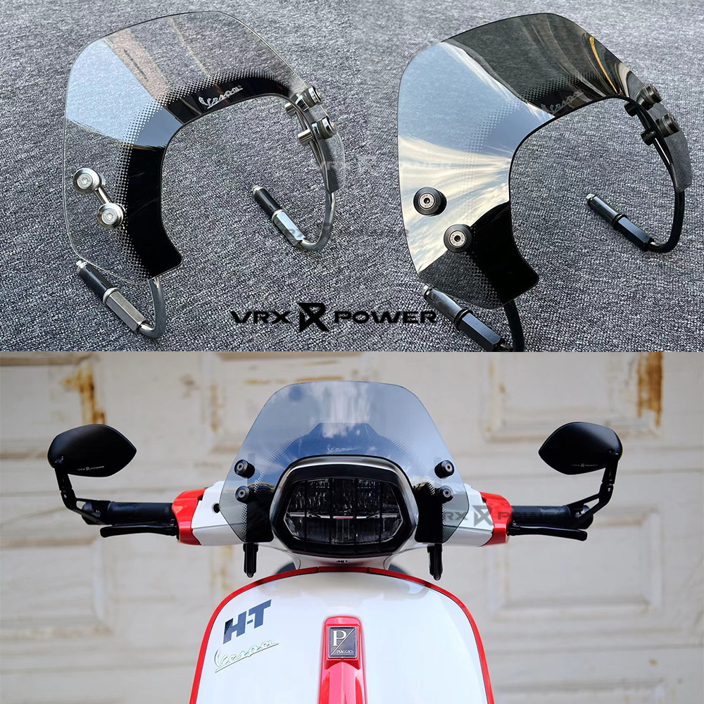 สําหรับ Vespa Sprint 125 150 2017-2023 กระจกรถจักรยานยนต์หน้าจอลม Visor Deflector พร้อมวงเล็บ