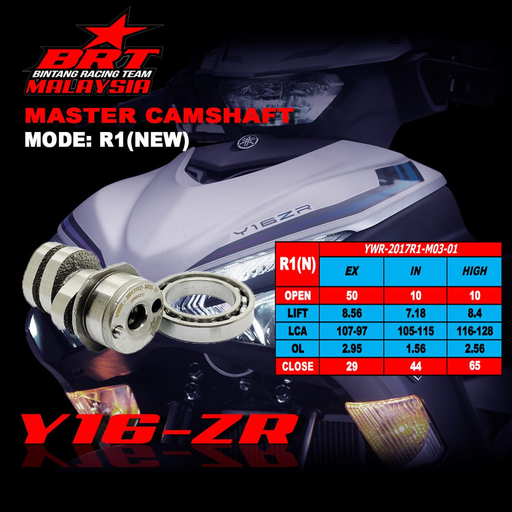 CAM/เพลาพร้อมแบริ่ง BRT RACING Y16ZR Y16 ( R1/ R2 / R3 / R8 / S3 / T1new / G1 / G2 / G3 / G4 / G5 )