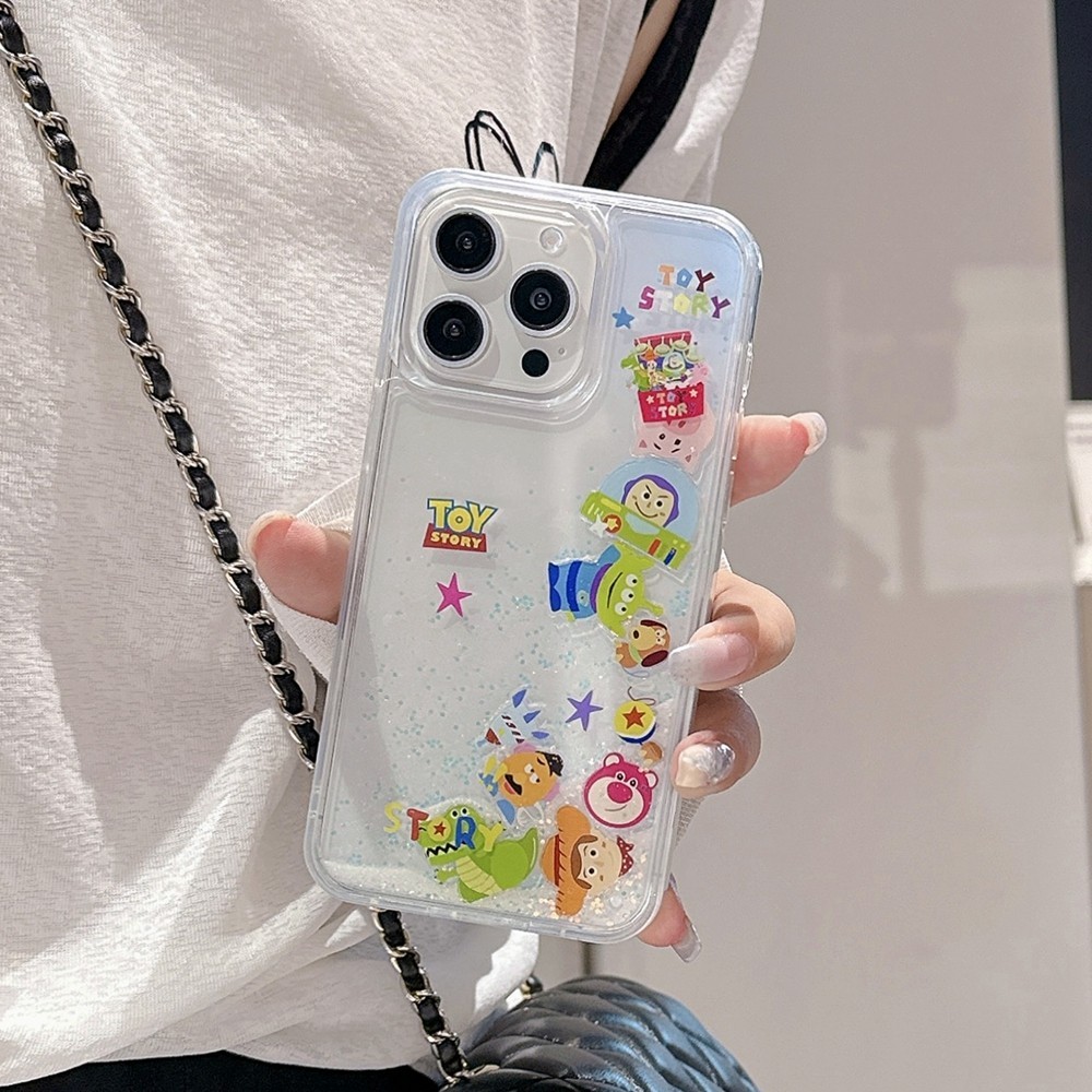 Sparkling Powder ไหลทราย Toy Story เหมาะสําหรับ IPhone 15 Pro Max Apple 14 เคสโทรศัพท์ 13 Creative 12 โปร่งใส 11 เคสแข็ง 15 Plus Anti Drop ฝาครอบป้องกัน