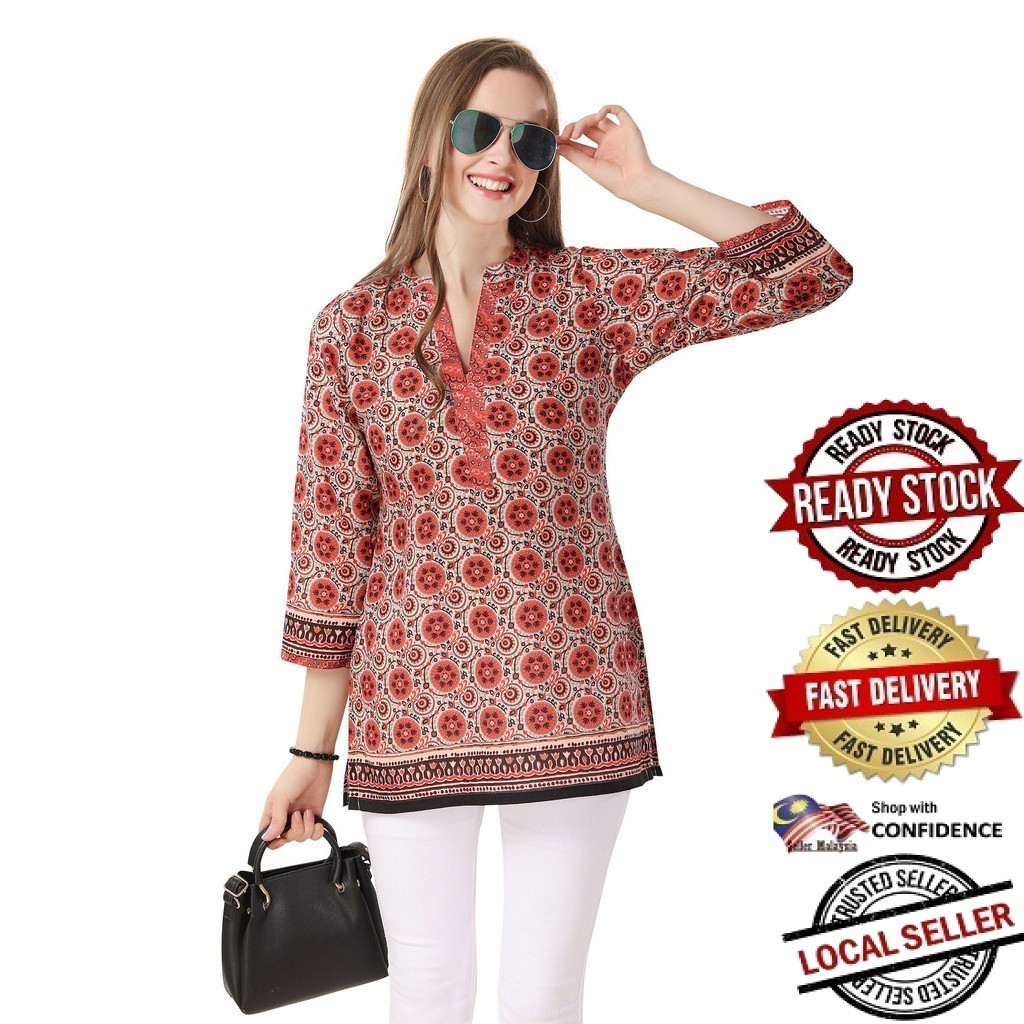 Kurti Indian Women Kurtis Top Saree Sari Punjabi ชุดสําเร็จรูป Kurti UD32CPSSC