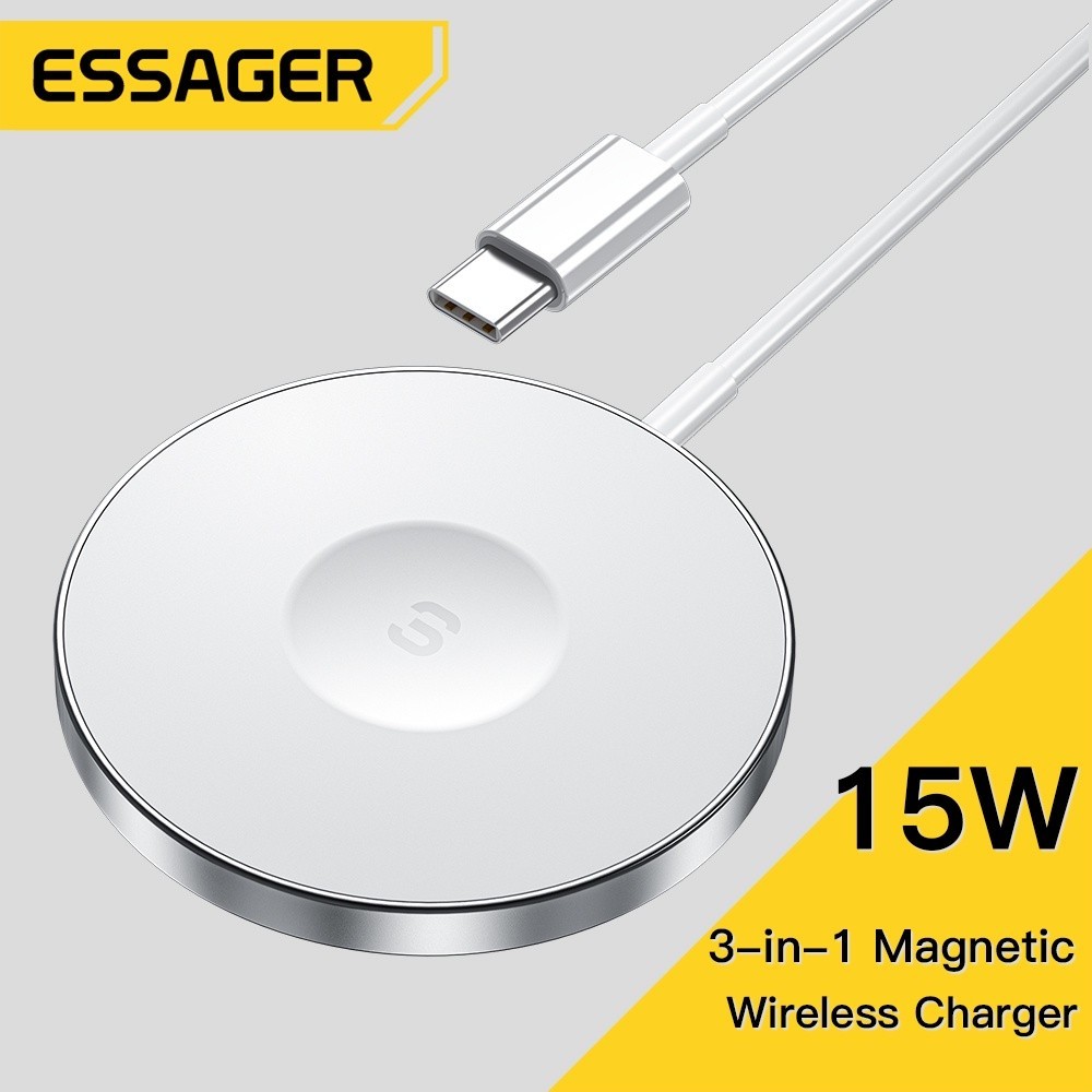 Essager 3-in-1 ที่ชาร์จแม่เหล็กไร้สาย 15W สําหรับโทรศัพท์ iP หูฟัง นาฬิกา