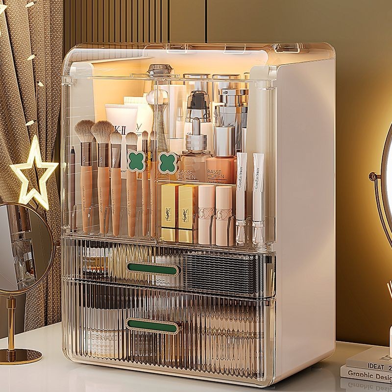 化妆品收纳盒化妆刷口红置物架防尘护肤品面膜收纳箱梳妆台化妆盒Makeup storage box, makeup brush, lipstick shelf, protective20240729