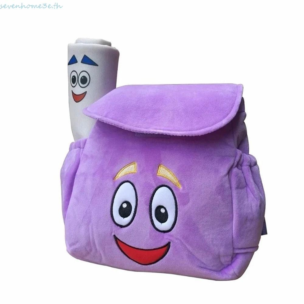 Sevenhome3e Dora Backpack, Soft Plush ความจุขนาดใหญ่ Doraed Explorer Bag, Girl Baby Rescue Bag สีม่วงน่ารัก Dora School Bag Pre-อนุบาล