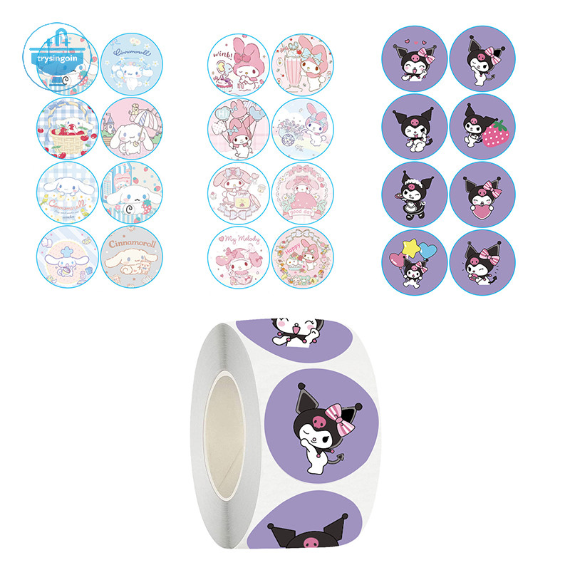 [trysingoin] 500 ชิ้น/ม้วนรางวัลเด็กของขวัญของเล่นการ์ตูน Sanrio สติกเกอร์ Kawaii Cinnamoroll Kuromi Melody DIY PVC แล็ปท็อป Decals ตกแต่ง TH