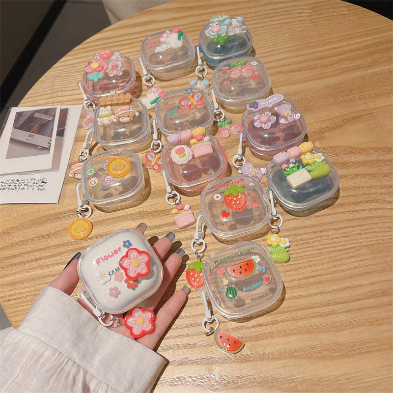 เคสหูฟัง Samsung Galaxy Buds FE เคส Case สําหรับ เคสหูฟัง ผลไม้สดขนาดเล็ก ดอกไม้ ผีเสื้อ สัตว์เล็ก