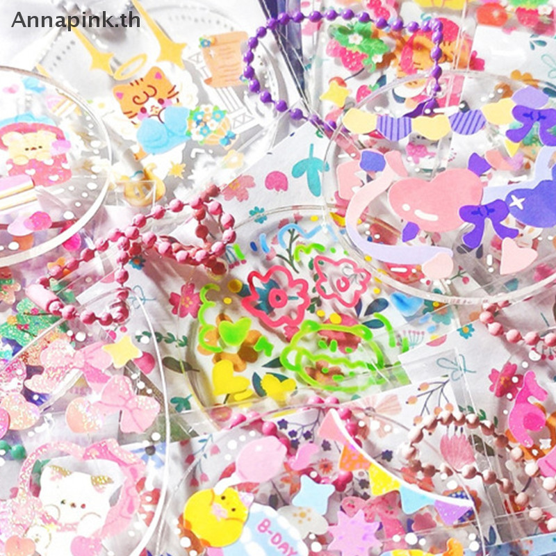 Annapink.th 10 ชิ้นโปร่งใสอะคริลิคช่องว่างแผ่น DIY พวงกุญแจชุดใสรอบอุปกรณ์เสริม Acryl วัสดุ Handmade และความคิดสร้างสรรค์พวงกุญแจแท็ก EN