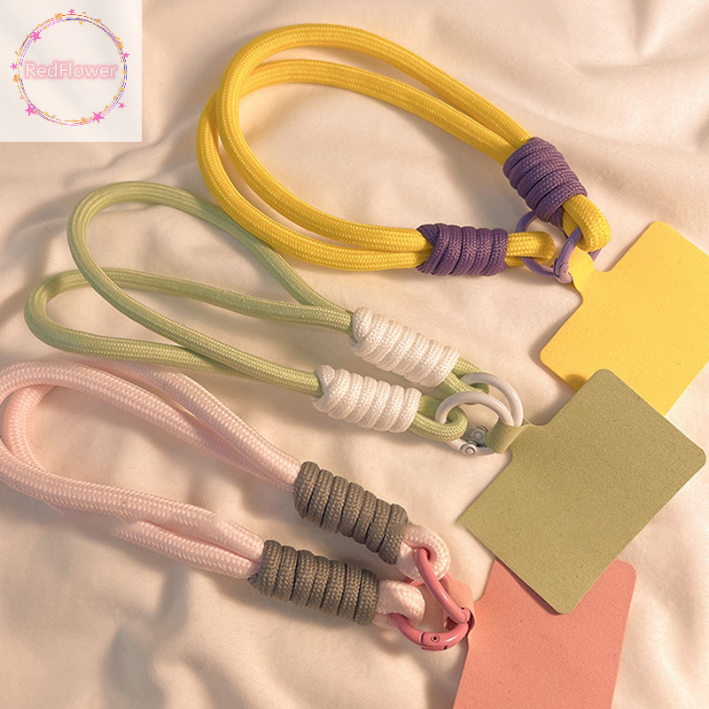 Redflower INS สไตล์ Braid โทรศัพท์มือถือ Lanyard แฟชั่นสีทึบ Anti-los สั้นสายรัดข้อมือจี้แขวนเชือก W/Spacer VN