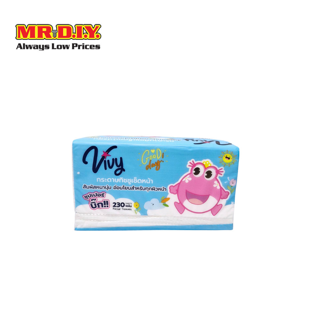 VIVY กระดาษเช็ดหน้าสีขาว ซอฟ แพ็ก จำนวน 230 แผ่น