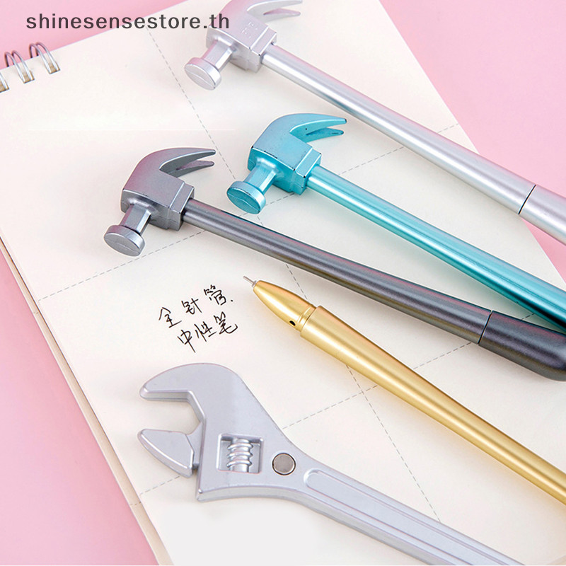 Shine Creative Metallic ค้อนเครื่องมือปากกาเจลสีดําเครื่องเขียนค้อนรูปร่างปากกาเจลเครื่องมือแปลกปากกาสําหรับ Office School Supply TH