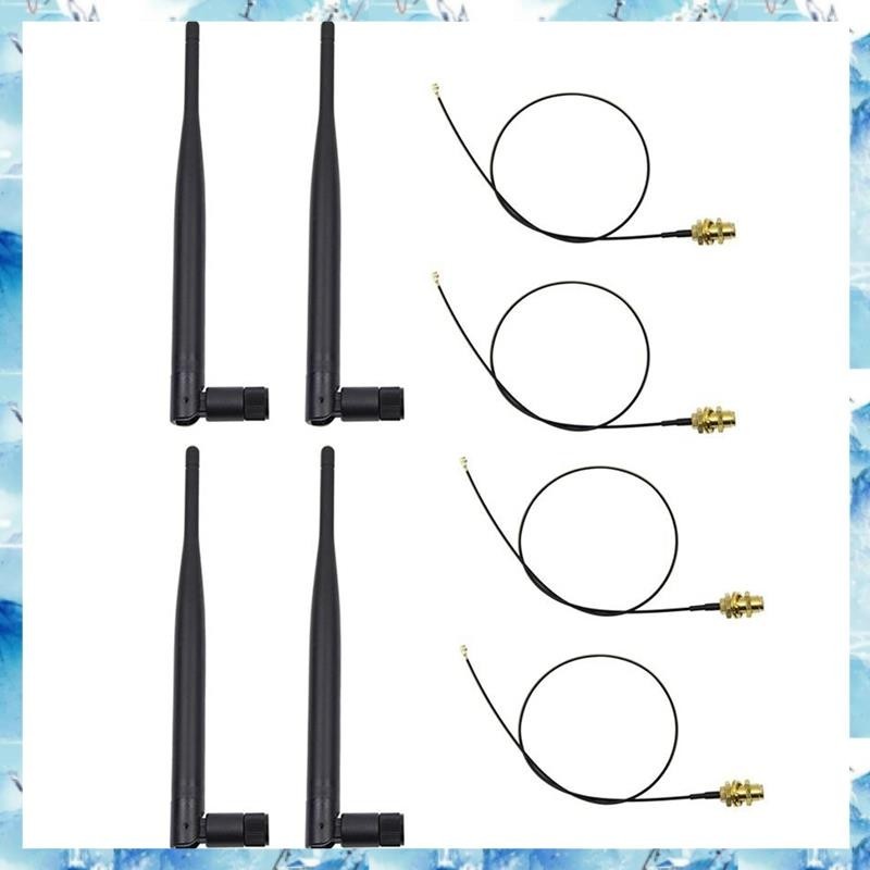 [ ] เสาอากาศ USB x 6DBi 2.4GHz 5GHz Dual Band WiFi RP-SMA + สาย U.Fl / IPEX 4 x 35 ซม.