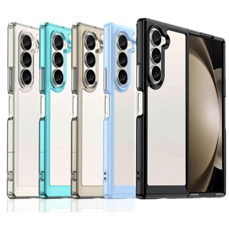 โปร่งใสสีสัน TPU สําหรับ Samsung Galaxy Z พับ 6 5 4 3 ฝาครอบป้องกัน Clear Fundas Coque Capa
