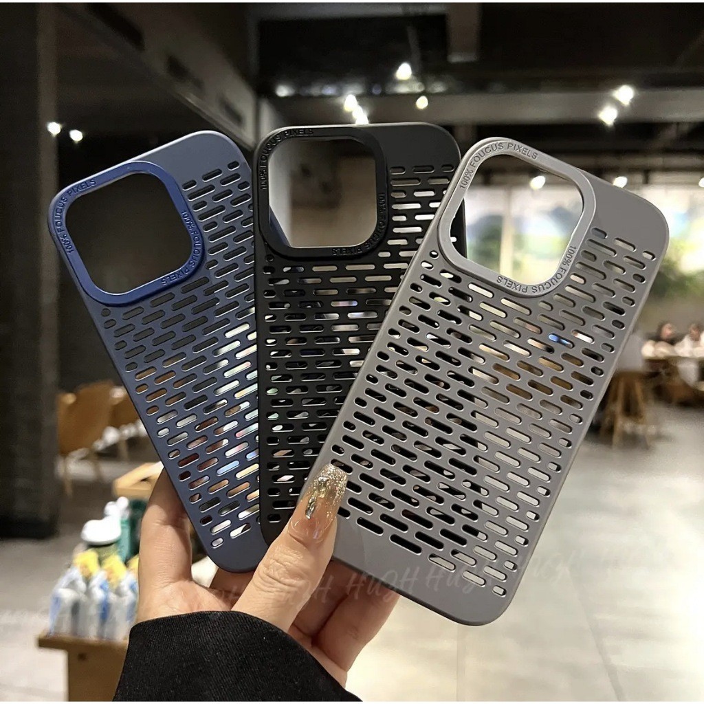ถูกที่สุด เคส ไอโฟน 11เคสแบบมีรูระบายความร้อนแบบกลวงสุดหรูสำหรับ15 13 12 11 14เคสแข็งแบบด้านกันกระแทกระบายอากาศได้ดี