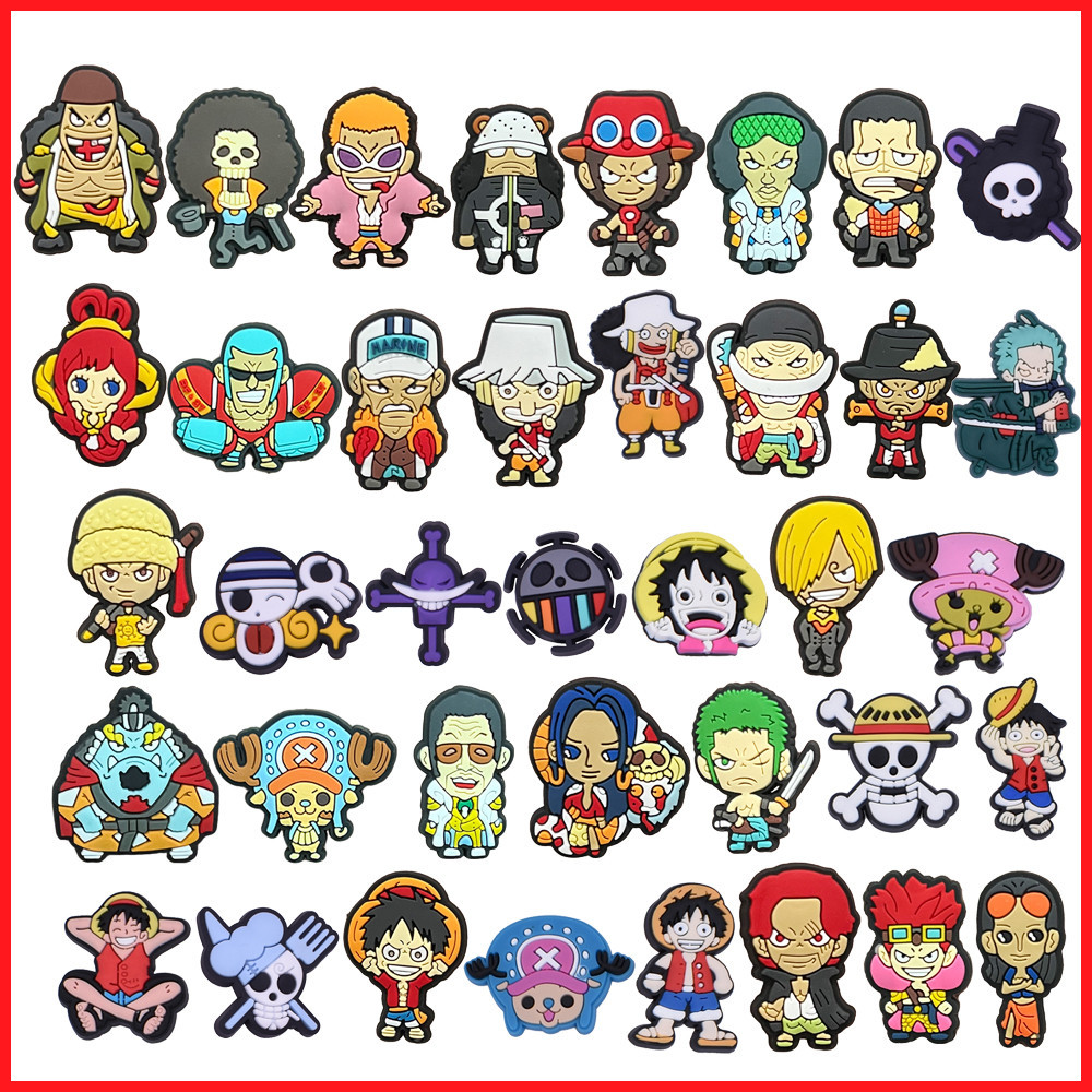 Crocs Jibbitz Animation ONE PIECE การ์ตูน DIY Clog Charms Pins สําหรับรองเท้า Crocs Charms