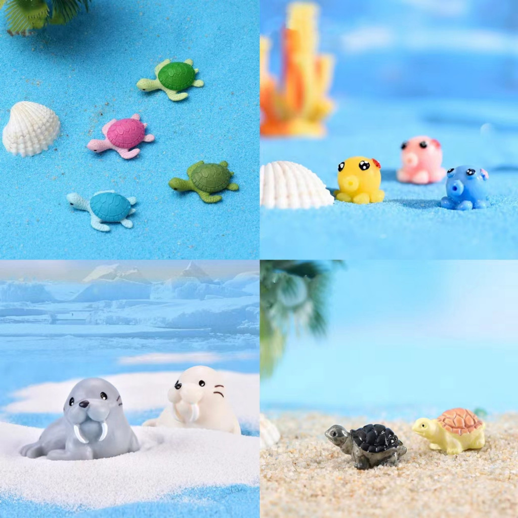 สัตว์ทะเลเพนกวิน Dolphins ขนาดเล็ก Figurines Aquarium ภูมิทัศน์เครื่องประดับ Moss Micro ภูมิทัศน์ตกแต่งสวน DIY Succulent โต๊ะเครื่องประดับเรซิ่นหัตถกรรม