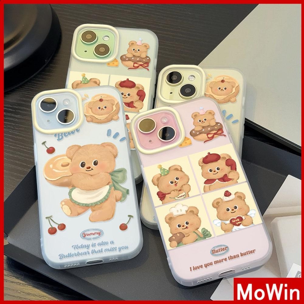 Movin - เคสใส iPhone15 11 Pro Max iPhone เคส TPU นิ่มป้องกันรอยนิ้วมือแบบด้าน หมีสีน้ำตาลแสนน่ารักกำลังคุยโทรศัพท์ Compatible With iPhone14 13 12 Pro max XS XR 7 8 Plus