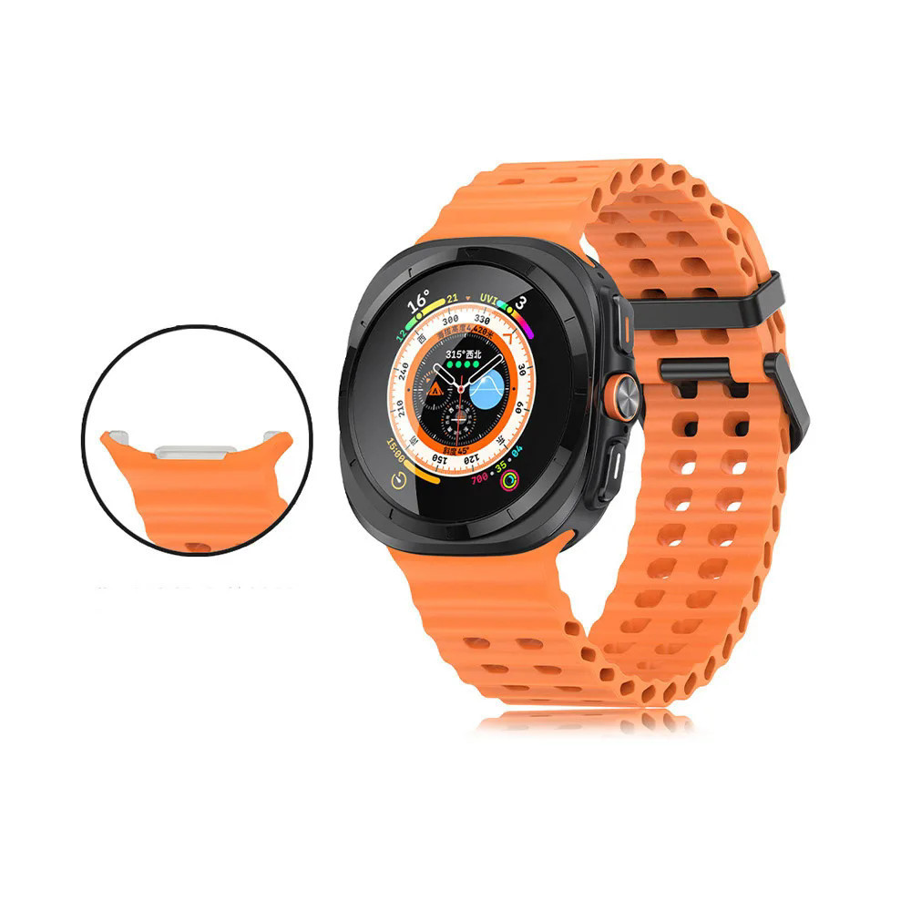 สายรัดซิลิโคนอ่อนนุ่มสําหรับ Samsung Galaxy watch Ultra 47 มม.สายนาฬิกาสไตล์รูระบายอากาศ