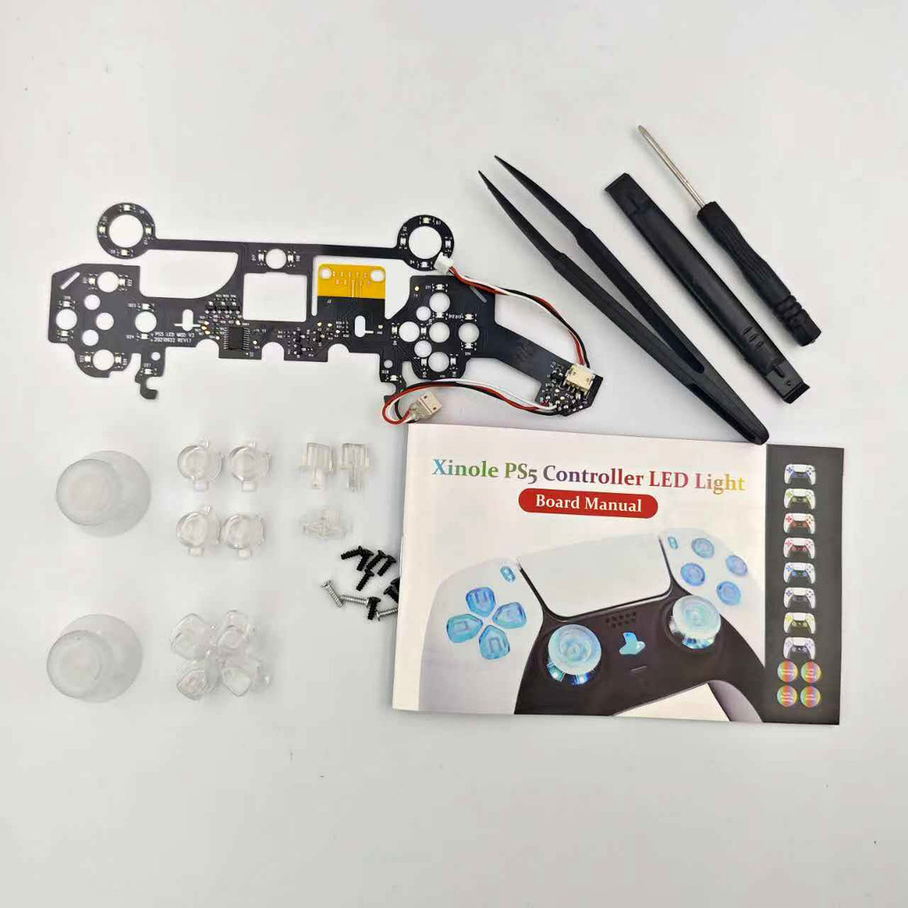 NSLikey 1 ชุด DIY ไฟ LED สีสันสดใสสําหรับ Sony PS5 BDM 010 BDM 020 Controller ชุดไฟ LED พร้อมปุ่ม ABXY