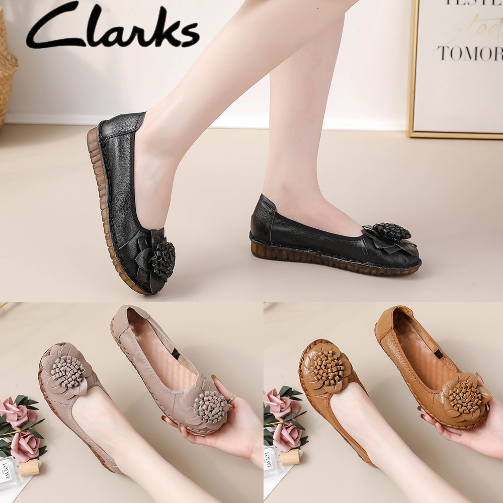 Clarks ใหม่ริบบิ้นรองเท้าผู้หญิง clarks Flats ผู้หญิงรองเท้าหนังแท้ผู้หญิง Jasmine