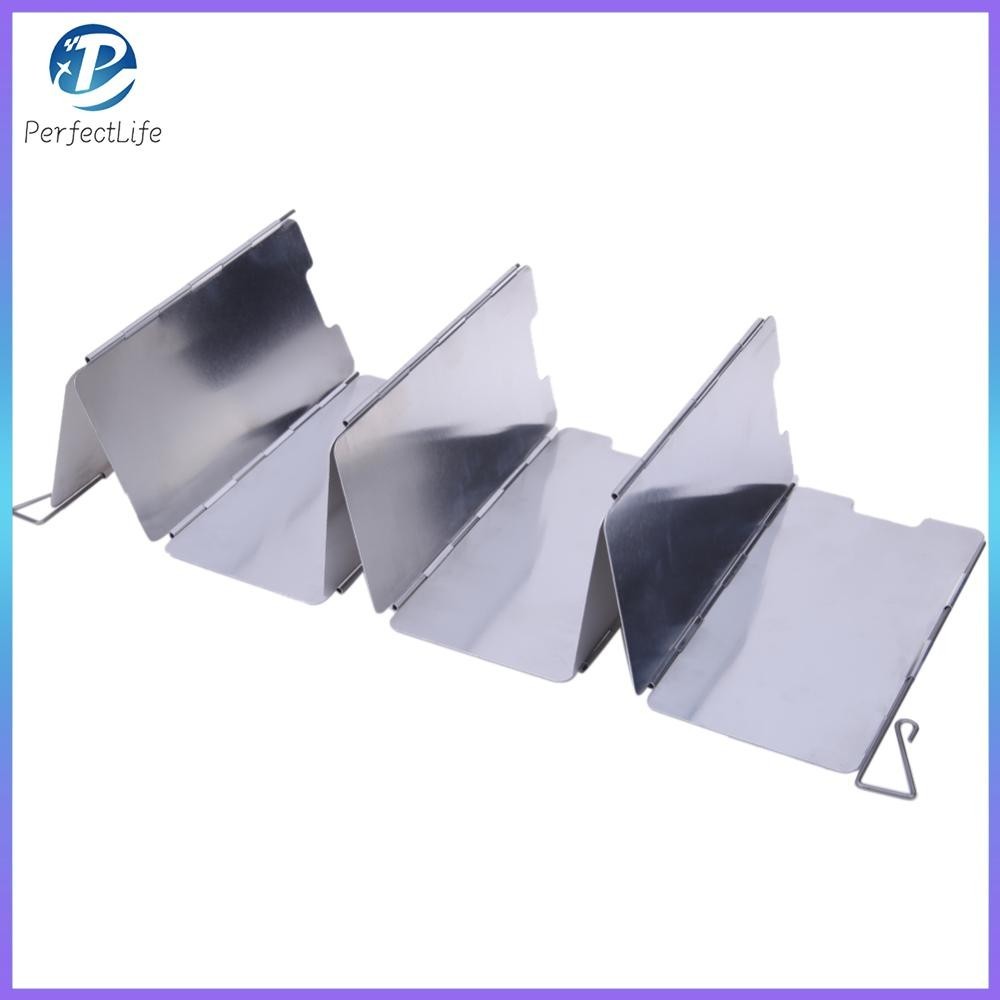 เตาแก๊สกระจกหน้า 9PCS เตาพับได้กลางแจ้งโล่ลมอลูมิเนียมโลหะผสมทนทานมินิสำหรับค่ายปิกนิกเดินทางบาร์บีคิวอุปกรณ์