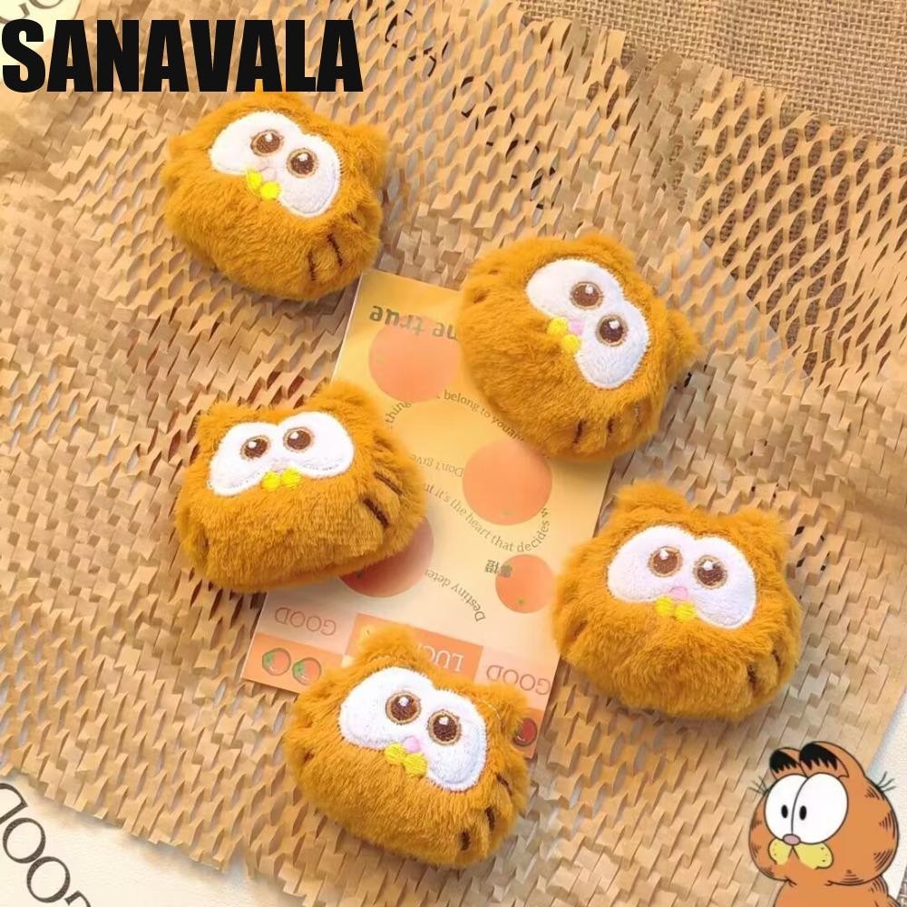 Sanavala Garfield ตุ๊กตาพวงกุญแจ, Garfield ภาพยนตร์อะนิเมะ Moe แมวสุนัขอะนิเมะ Garfield Plush เข็มกลัด, ความแปลกใหม่ PP Cotton Fluffy Soft Garfield Cat Plush Hairpin เครื่องประดับของขวัญ