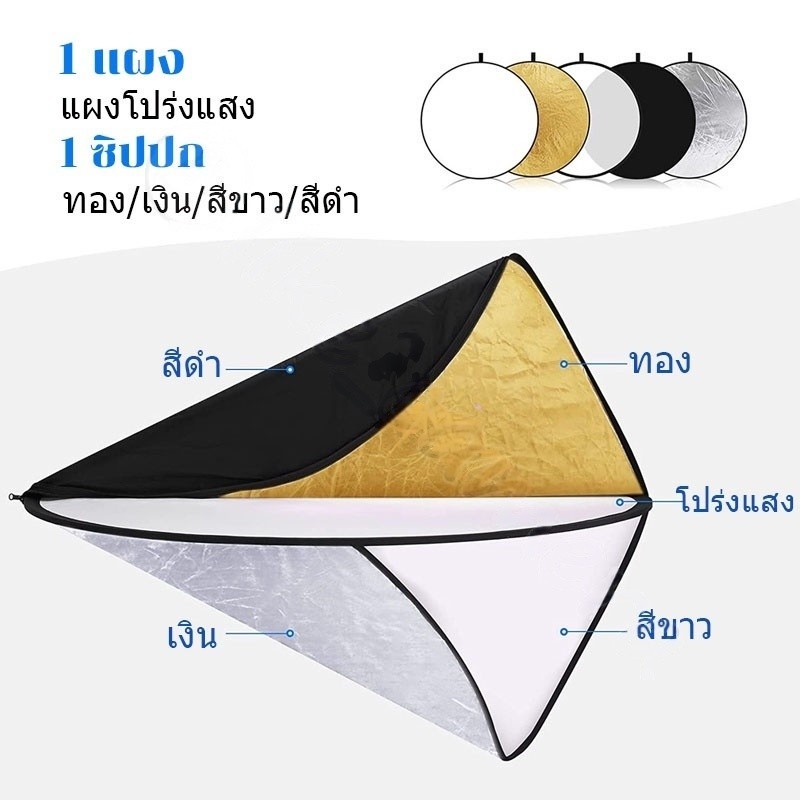 ERORO แผ่นสะท้อนแสง 5 in 1 มีหลายขนาด Reflector พับได้ พร้อมถุงเก็บพกพา