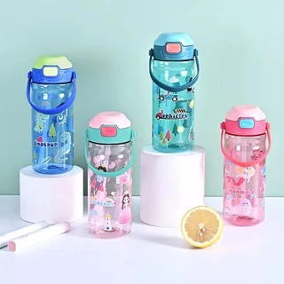 ขวดน้ําพลาสติก พร้อมหลอดดูด ปลอด BPA ขนาด 550 มล. ทนทาน ไม่แตกง่าย พร้อมที่จับ สําหรับเด็ก