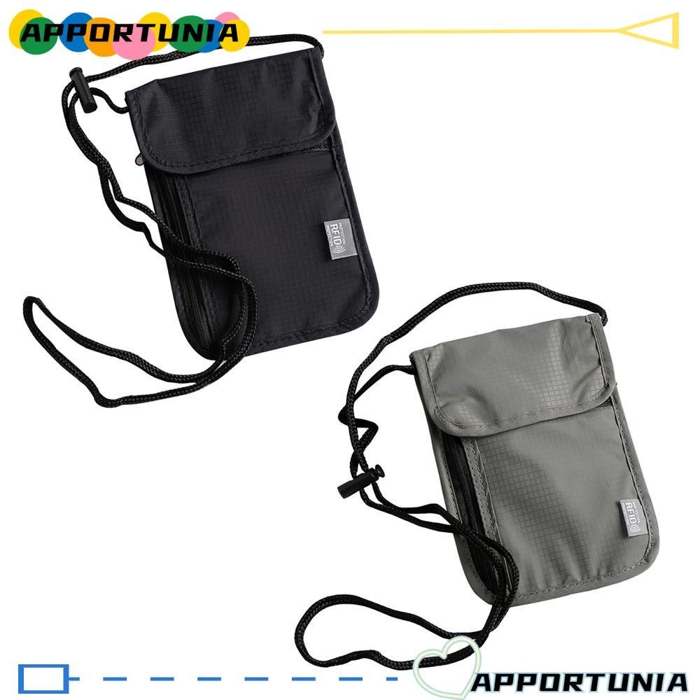 Apportunia RFID Passport ID Bag, กระเป๋าเอกสารไนลอนอเนกประสงค์, กระเป๋าเดินทางกระเป๋าสตางค์คอกันน้ํา