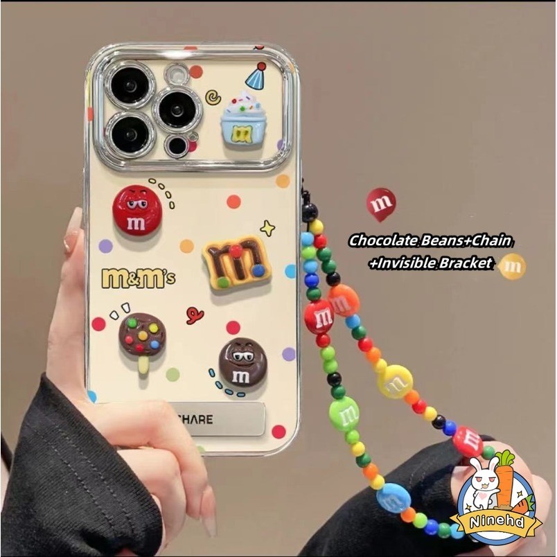 สําหรับredmi 12 4G 12C 10C 9C 9A A1 Redmiหมายเหตุ 12 11 11s 10s 9 8 11Pro 10A Xiaomi PocoC65 M5s X3ProชุบตลกDopamineสนุกสีMถั่วพร้อมโซ่ฝาครอบโทรศัพท์