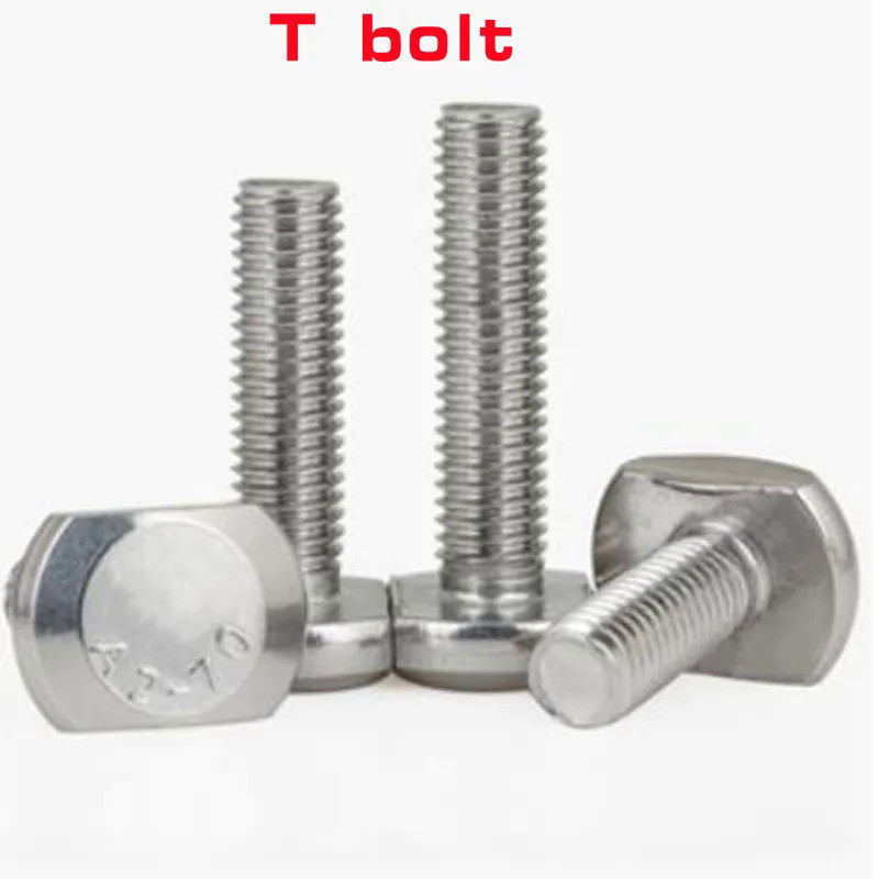 1/5PCS M5 M6 M8 M10 M12 304 Stainless Steel T-bolt T-shaped Screw Slot Bolts T-shaped Pressure Plate