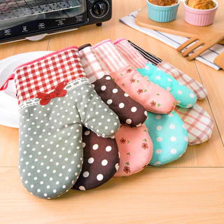 DIY_SWEET【COD】ถุงมือไมโครเวฟ ถุงมือกันความร้อน ผ้า 2 ชั้น กันความร้อนได้ดี 1 ข้าง