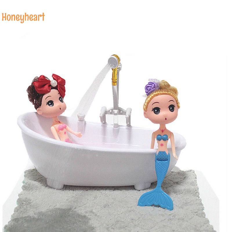 <Honeyheart>Miniaturesอ่างอาบน้ําไฟฟ้าตุ๊กตาอุปกรณ์เสริมอ่างพลาสติก 1:6 Scale เฟอร์นิเจอร์บ้านตุ๊กตา ing น้ําเด็กอาบน้ําของเล่น Nice
