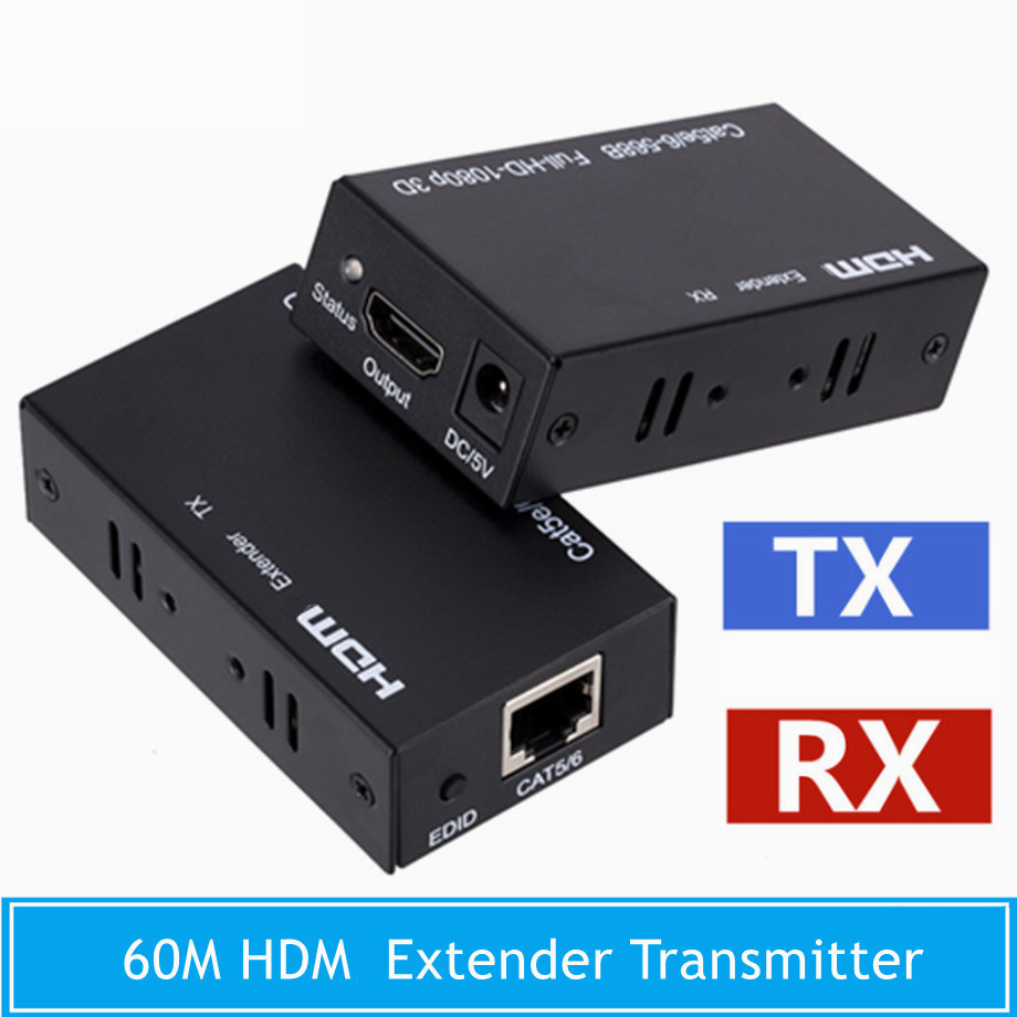 [พร้อมส่ง]🇹🇭 60M Extender HDMI To LAN Port RJ45 Network Cable Extender Over by Cat 5e/6 1080p Black