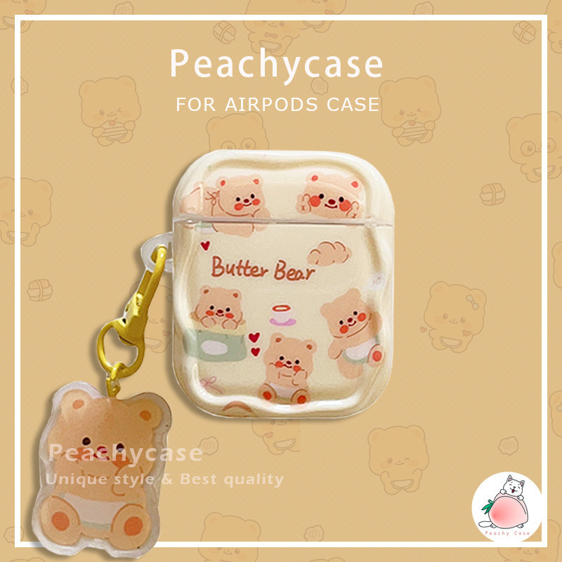 Kawaii Butter Bears จี้ IMD หูฟังไร้สายบลูทูธใช้งานร่วมกับ Airpods 1 2 3 Pro Pro2 airpods3 กันกระแทกป้องกันชุดหูฟังปลอก