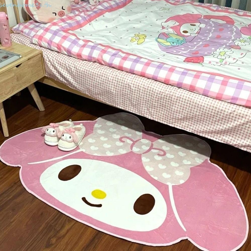 Sevenhome3e พรมลายการ์ตูน Melody, พรมปูพื้นน่ารักตุ๊กตาสั้น, พรมเช็ดเท้าพรมคิตตี้นุ่มหนาตกแต่งบ้าน