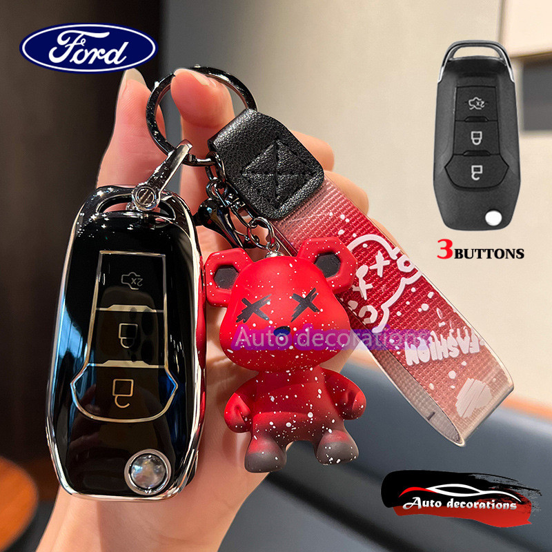 เคสกุญแจรถ Ford RANGER EVEREST RANGER EVEREST ปลอกกุญแจ 3 ปุ่ม พวงกุญแจหมี