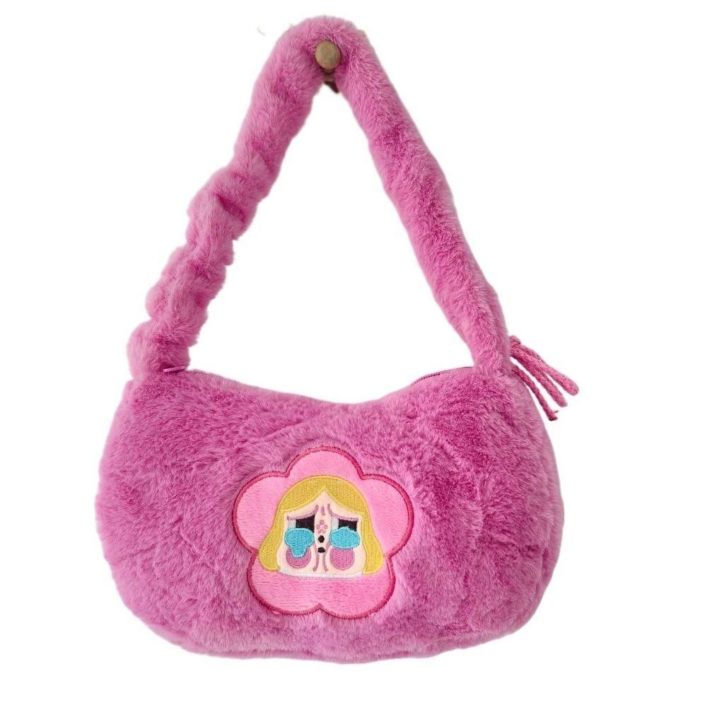 UUMIR กระเป๋าสะพาย POPMART The Powerpuff Girls Underarm Bag, Hot Sale Casual Trend Plush Handbag Lady