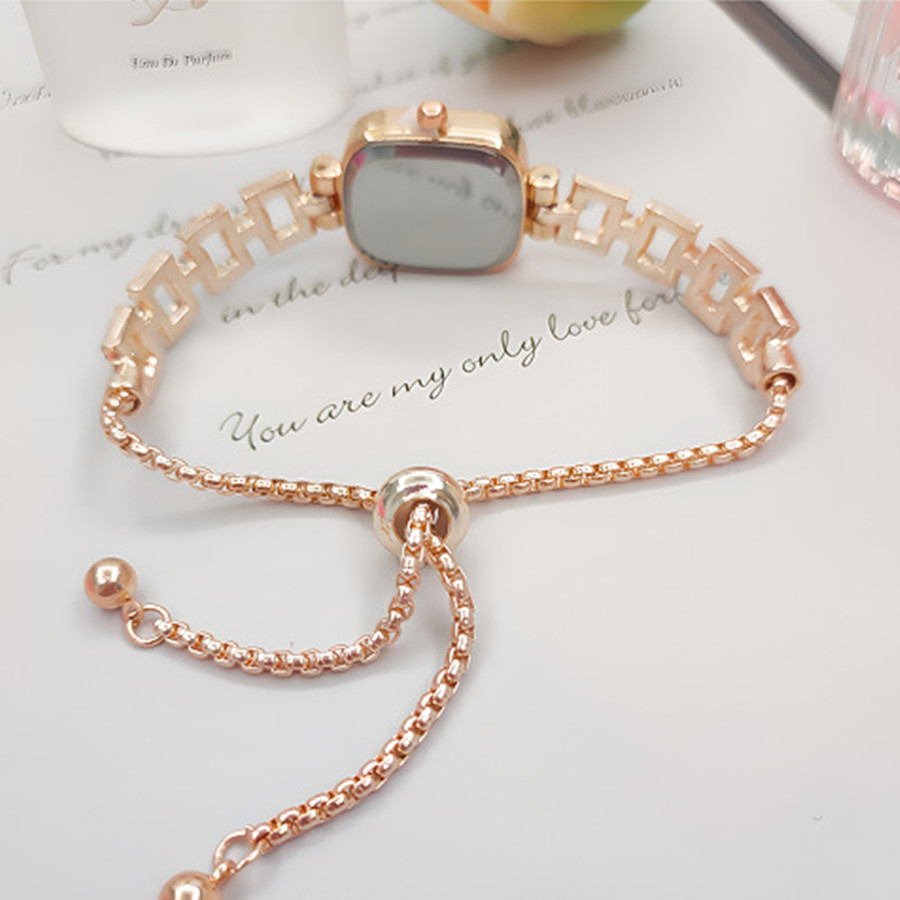 แฟชั่นฝังสร้อยข้อมือนาฬิกาผู้หญิงหรูหราสแควร์ Dial นาฬิกาควอตซ์สําหรับสาว Gold Silver Rose Gold สี - รูปที่ 5