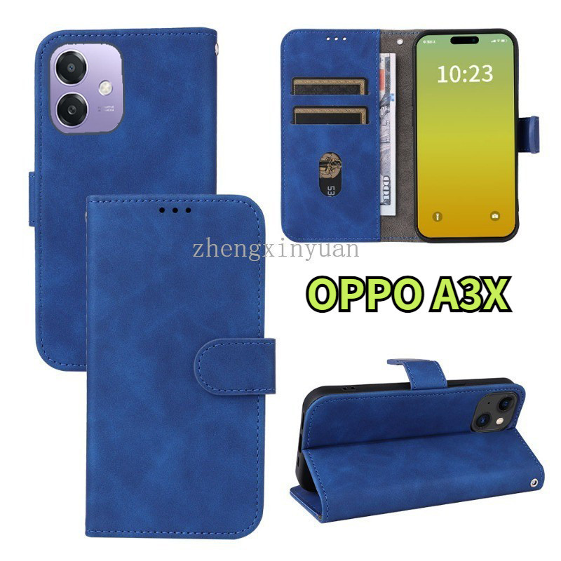 ปลอกสําหรับ OPPO A3X 5G 2024 เคสโทรศัพท์ผิวรู้สึกพลิกปกหนังสําหรับ OPPOA3X 3X 3X 3 X กันกระแทกกลับกรณี